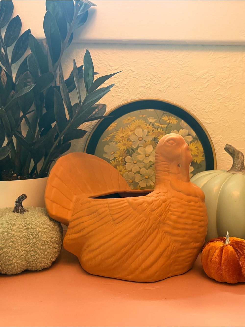 1970s Terracotta Turkey Planter - Decorative Fall Centerpiece